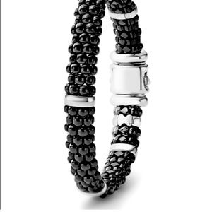 Lagos Black Caviar Silver Ceramic Bracelet like new size L 8”